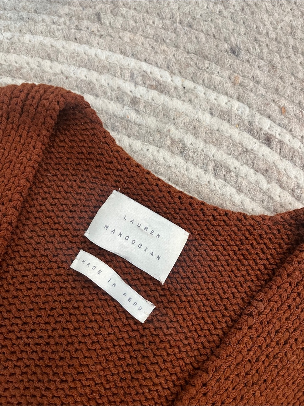 Lauren Manoogian burnt orange/umber long cardigan. - Picture 2 of 6